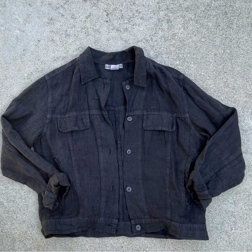 Weekendz Off Shirt Women's Button Front 100% Linen USA lightweight long sleeve